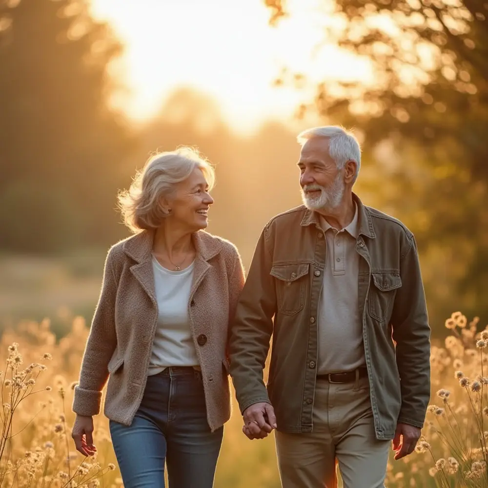 Couple enjoying an autumn walk in nature